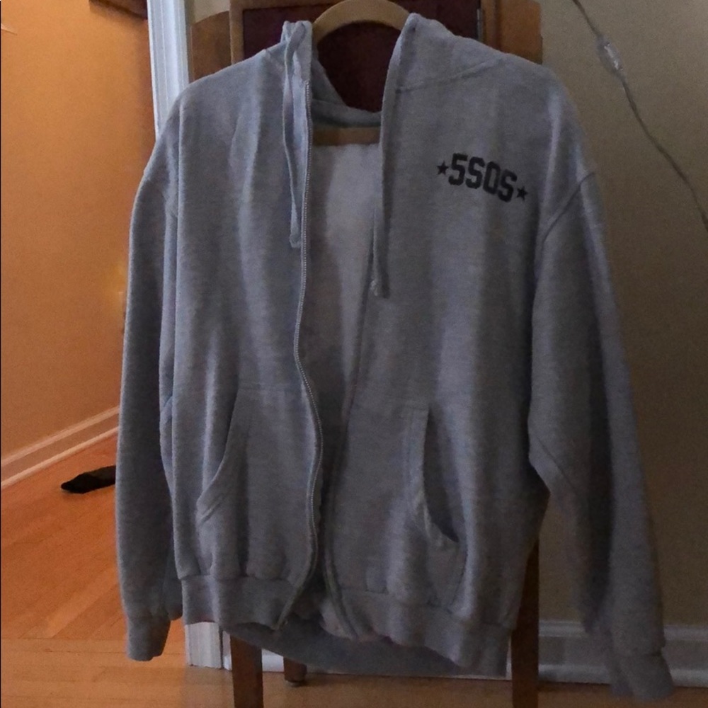 Gray zip up hoodie 5sos merch